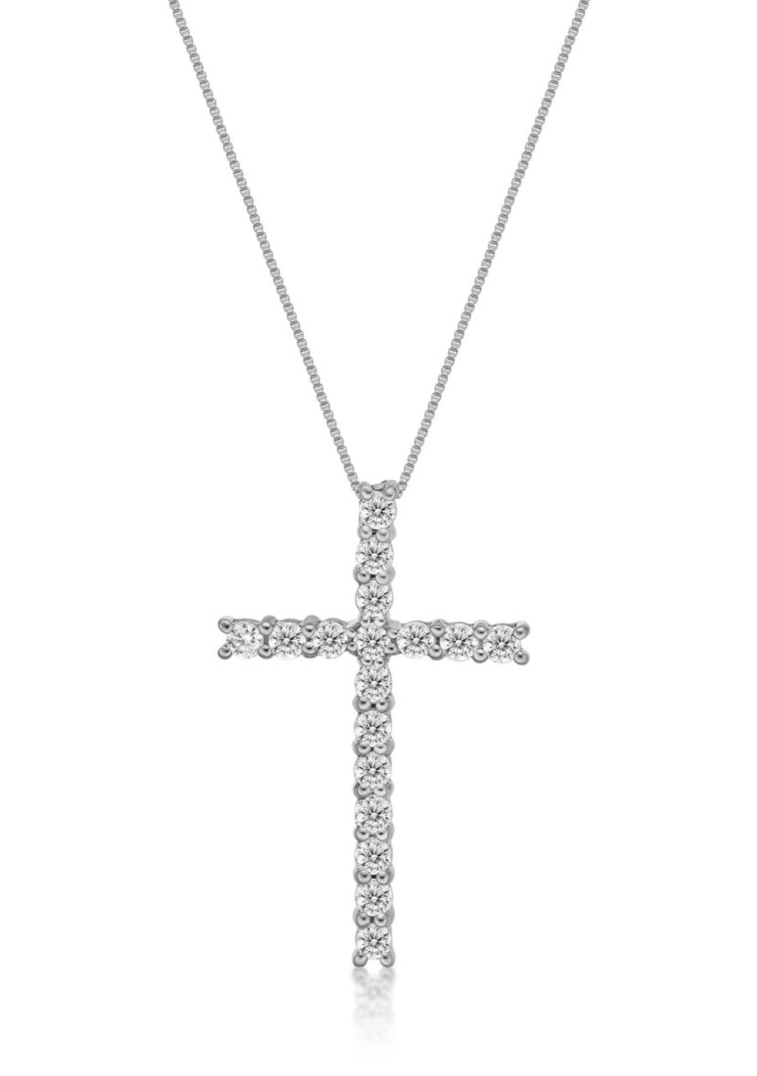 Lab Created 5/8 ct. TDW Lab Grown Diamond Cross Pendant in 10K White Gold
