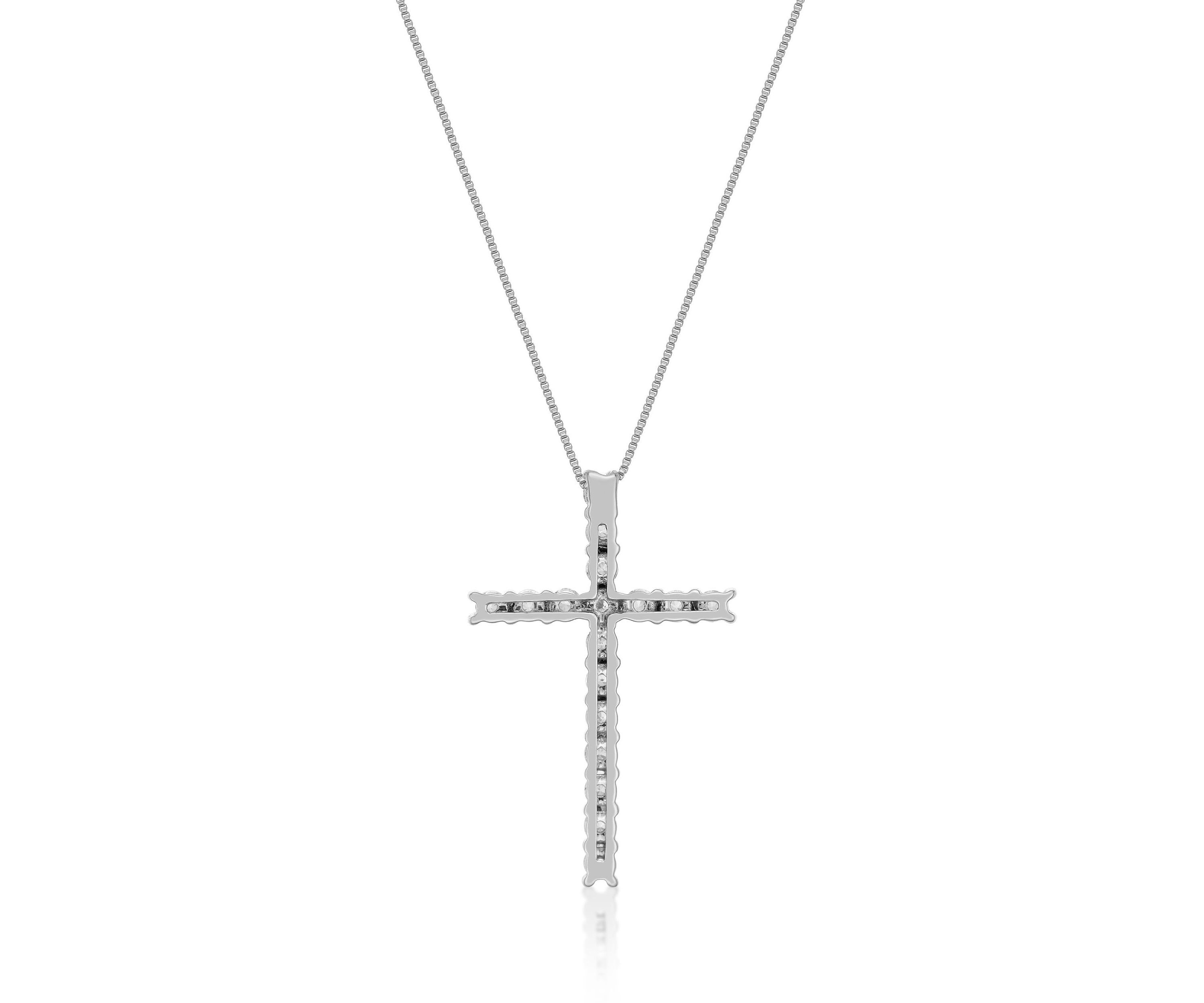 Lab Created 5/8 ct. TDW Lab Grown Diamond Cross Pendant in 10K White Gold