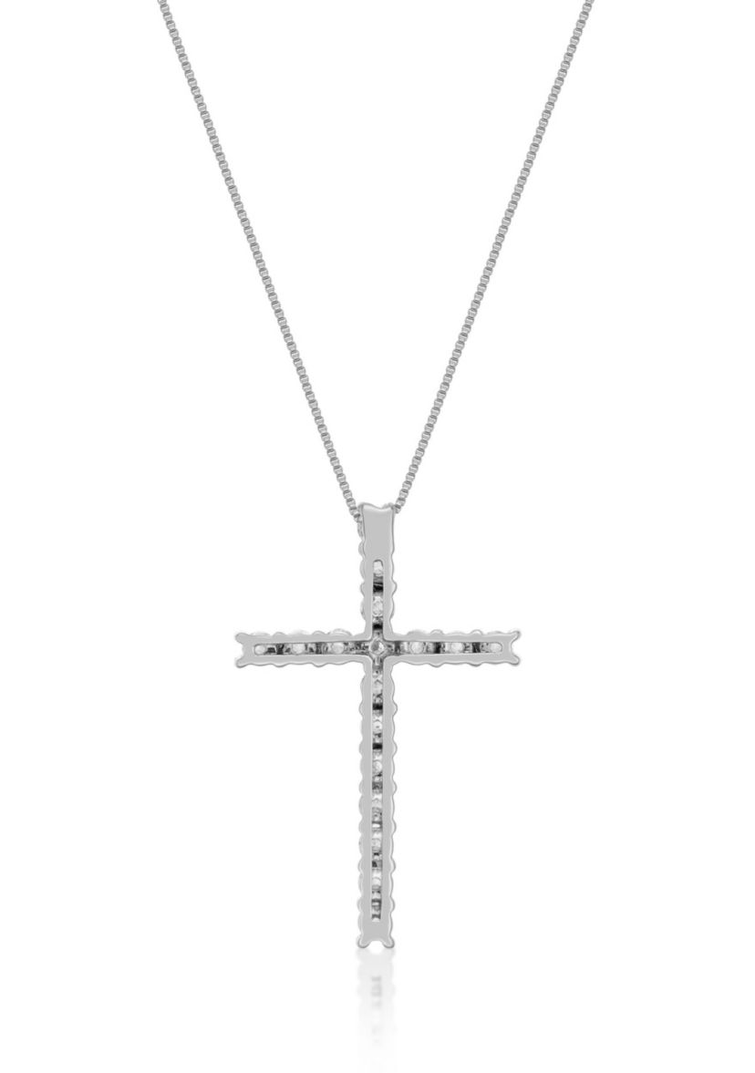 Lab Created 5/8 ct. TDW Lab Grown Diamond Cross Pendant in 10K White Gold