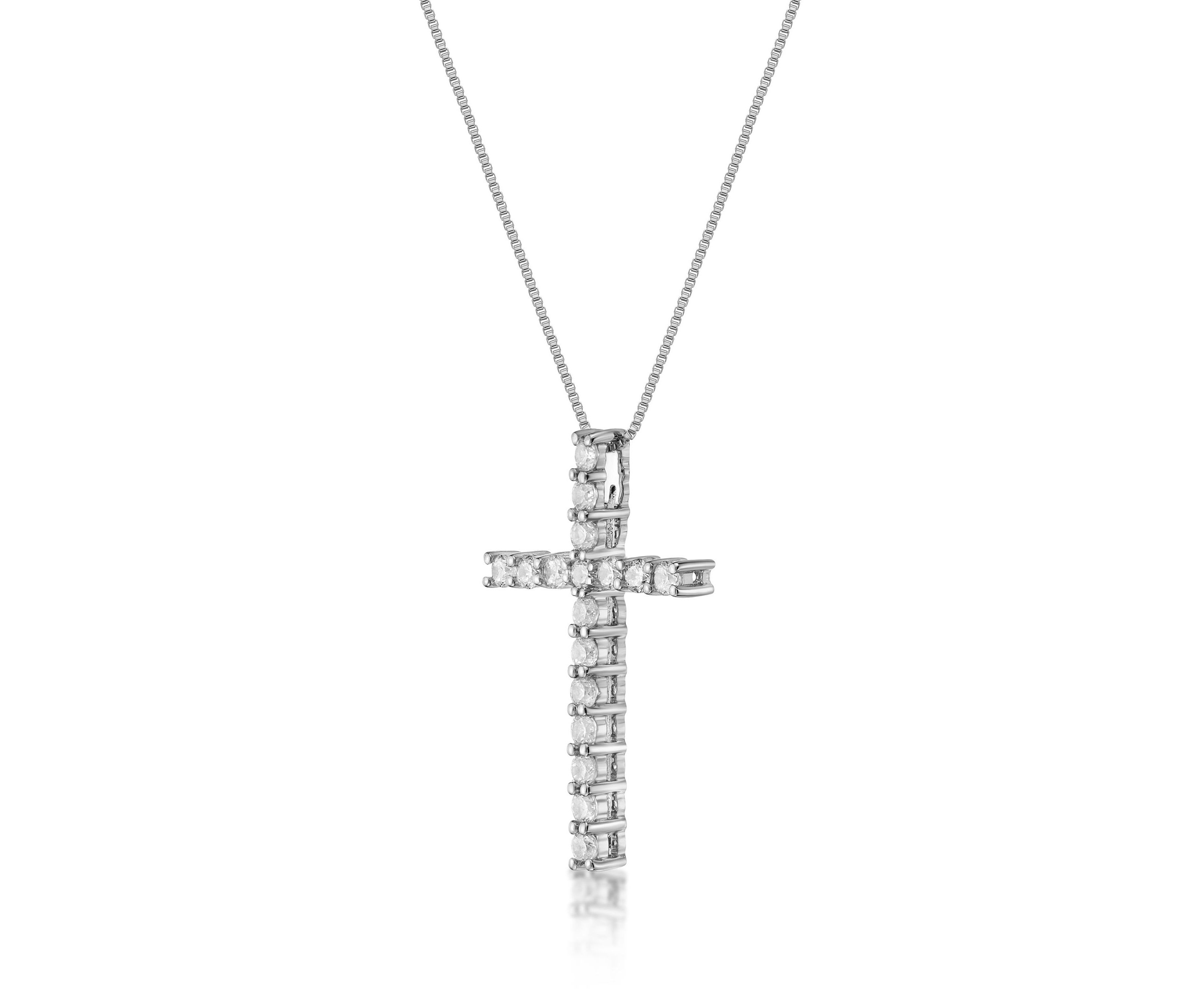 Lab Created 5/8 ct. TDW Lab Grown Diamond Cross Pendant in 10K White Gold