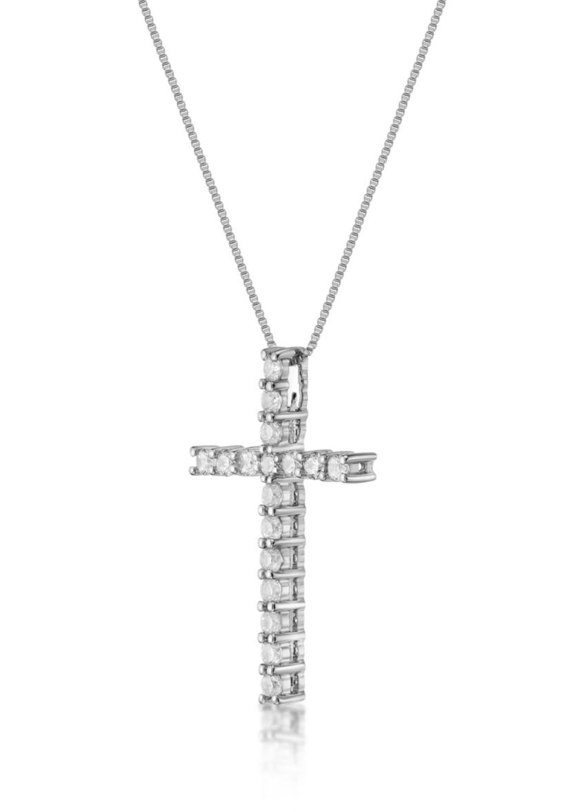 Lab Created 5/8 ct. TDW Lab Grown Diamond Cross Pendant in 10K White Gold