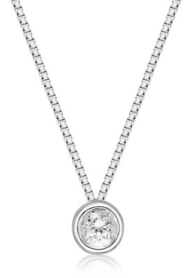Brilliant Grown Lab Created 1/8 ct. TDW Lab Grown Diamond Bezel Solitaire Pendant in Sterling Silver, White, 18 in