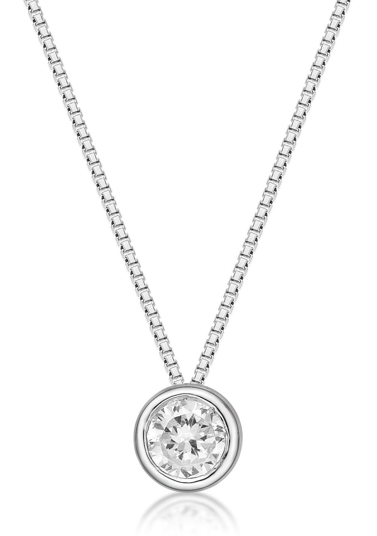Lab Created 1/4 ct. TDW Lab Grown Diamond Bezel Solitaire Pendant in Sterling Silver