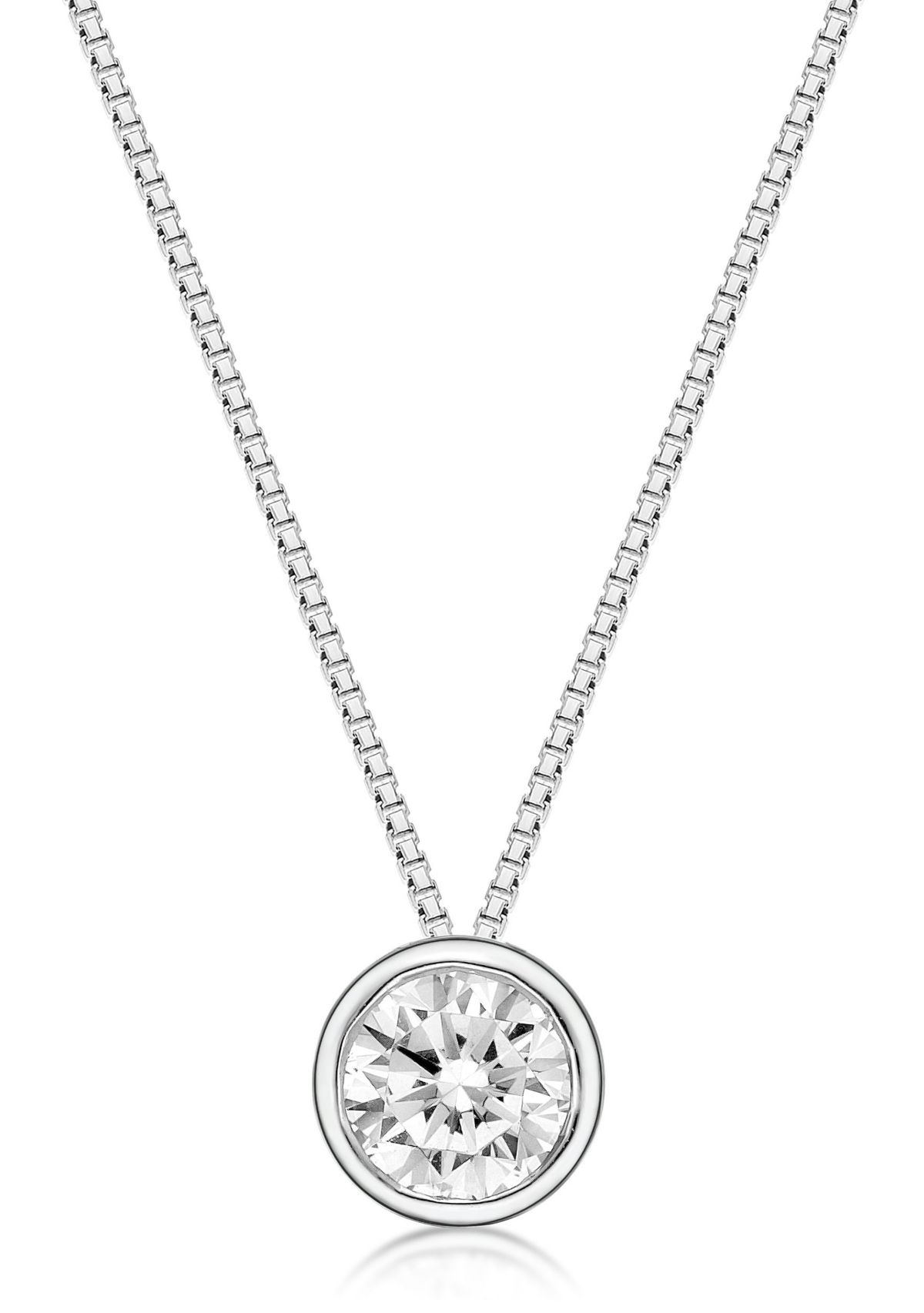 Lab Created 1/2 ct. TDW Lab Grown Diamond Bezel Solitaire Pendant in 10K White Gold