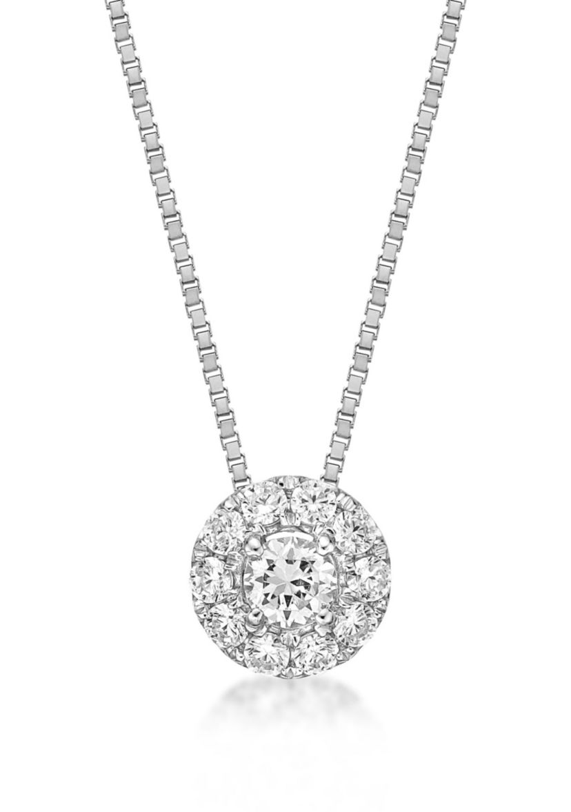Lab Created 1/4 ct. TDW Lab Grown Diamond Flower Pendant in 10K White Gold