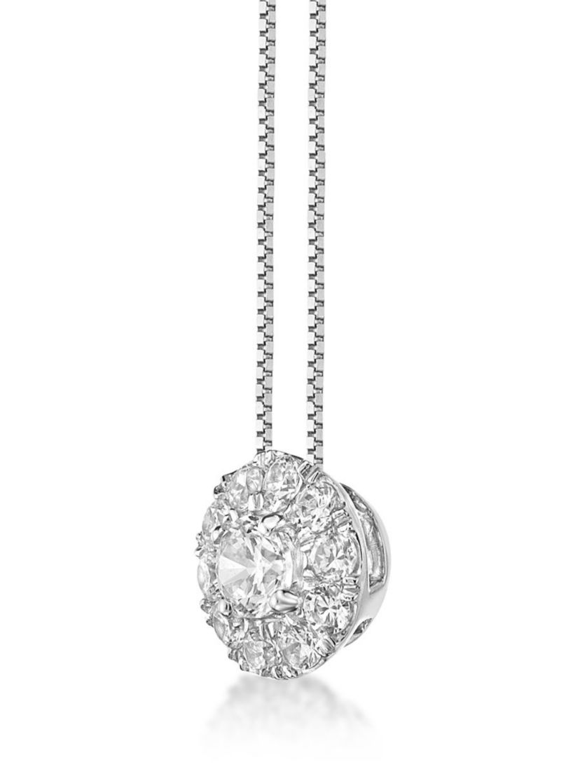 Lab Created 3/8 ct. TDW Lab Grown Diamond Flower Pendant in 10K White Gold