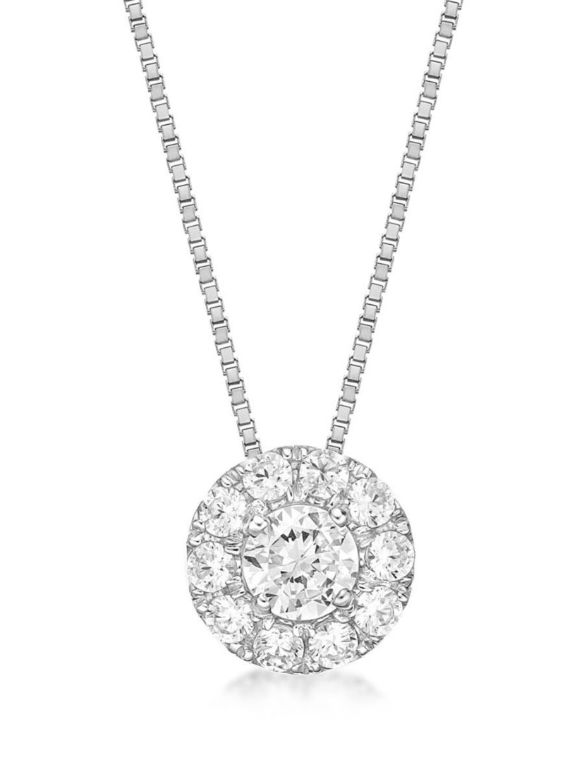 Lab Created 1/2 ct. TDW Lab Grown Diamond Flower Pendant in 10K White Gold
