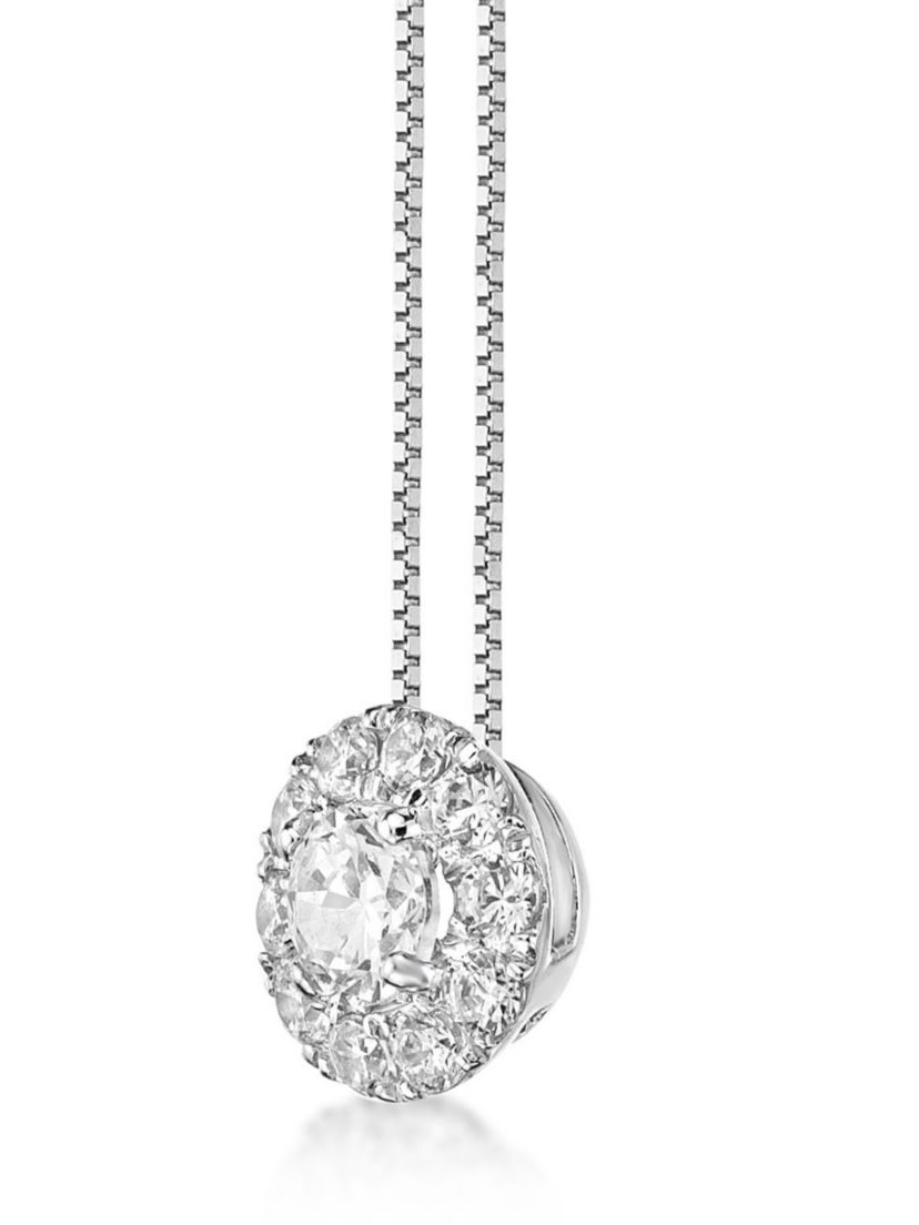 Lab Created 1/2 ct. TDW Lab Grown Diamond Flower Pendant in 10K White Gold
