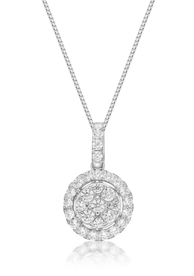 Lab Created 1/2 ct. TDW Lab Grown Diamond Halo Pendant in 10K White Gold