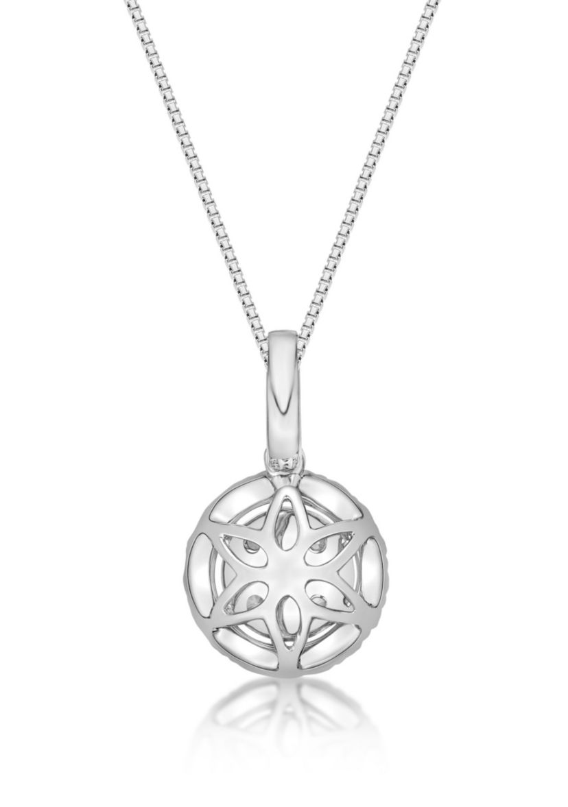 Lab Created 1/2 ct. TDW Lab Grown Diamond Halo Pendant in 10K White Gold
