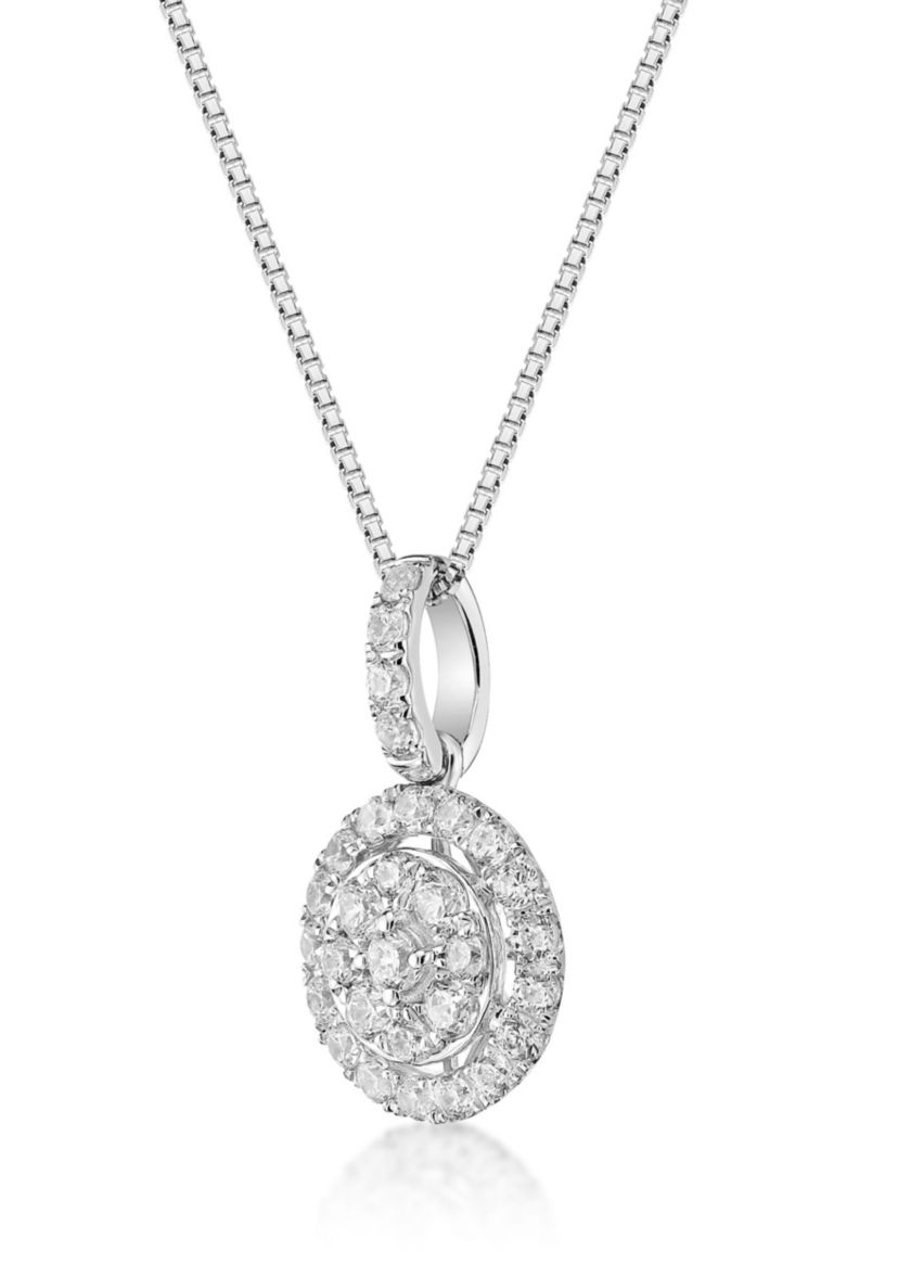 Lab Created 1/2 ct. TDW Lab Grown Diamond Halo Pendant in 10K White Gold