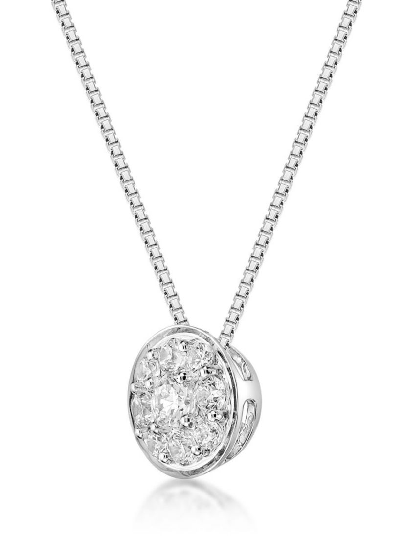 Lab Created 1/3 ct. TDW Lab Grown Diamond Bezel Pendant in 10K White Gold