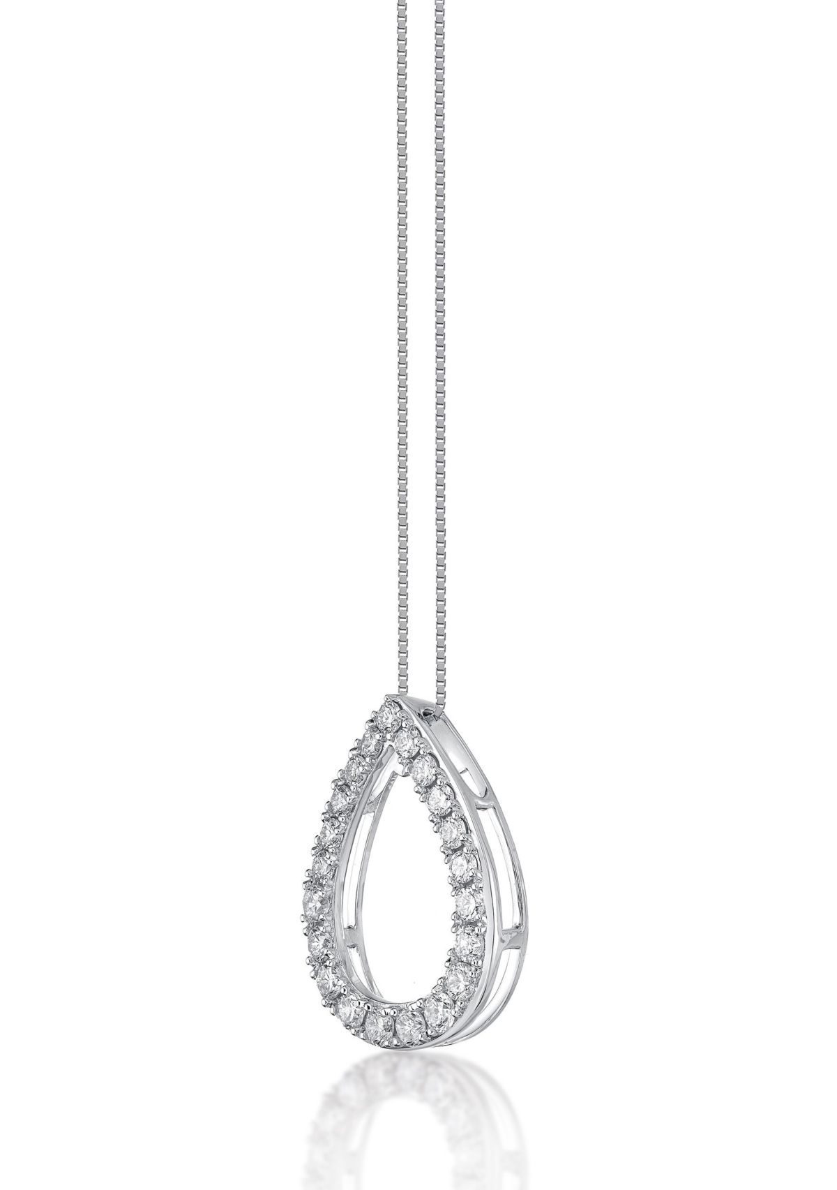 Lab Created 1/2 ct. TDW Lab Grown Diamond Tear Drop Pendant in 14K White Gold