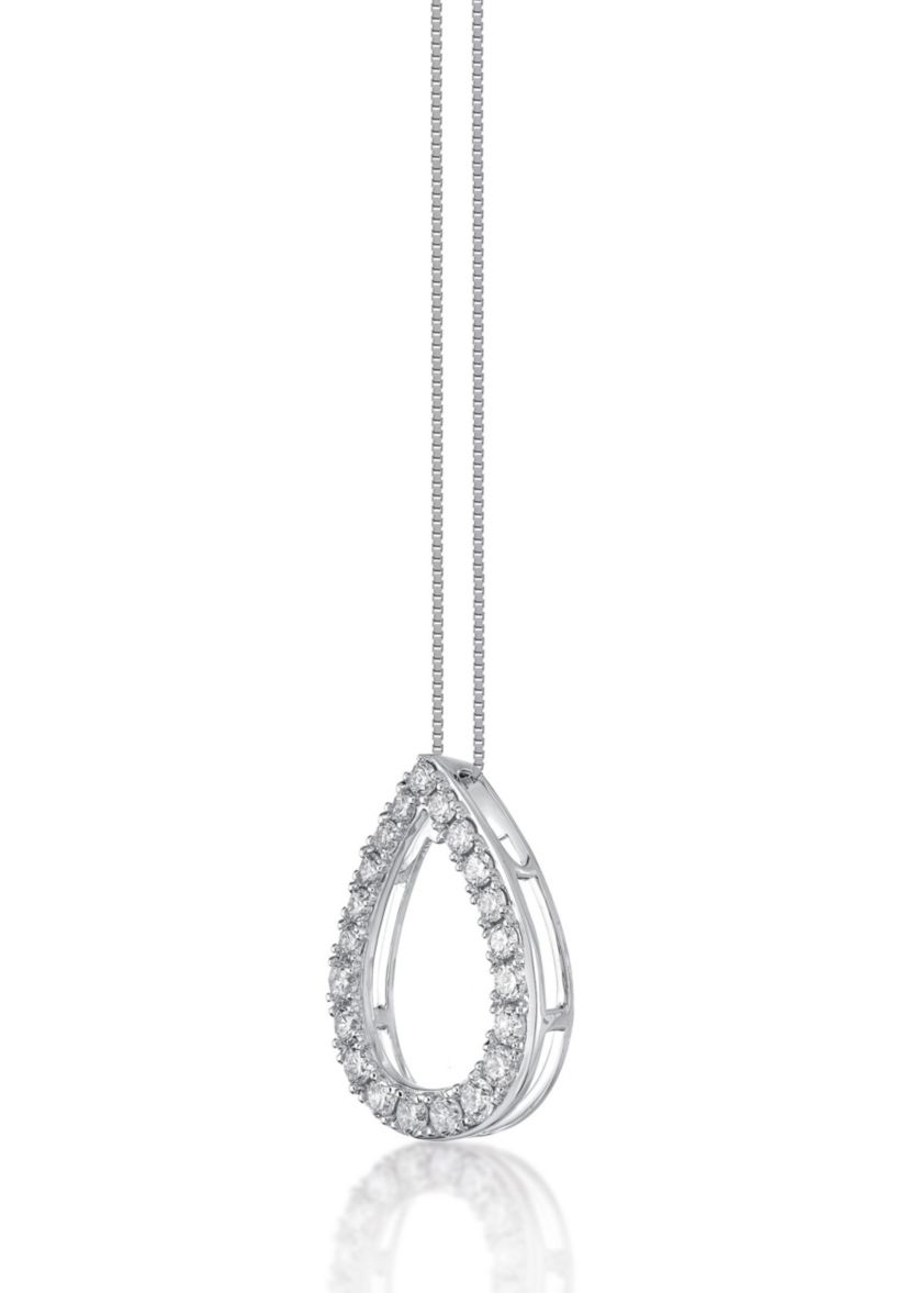 Lab Created 1/2 ct. TDW Lab Grown Diamond Tear Drop Pendant in 14K White Gold