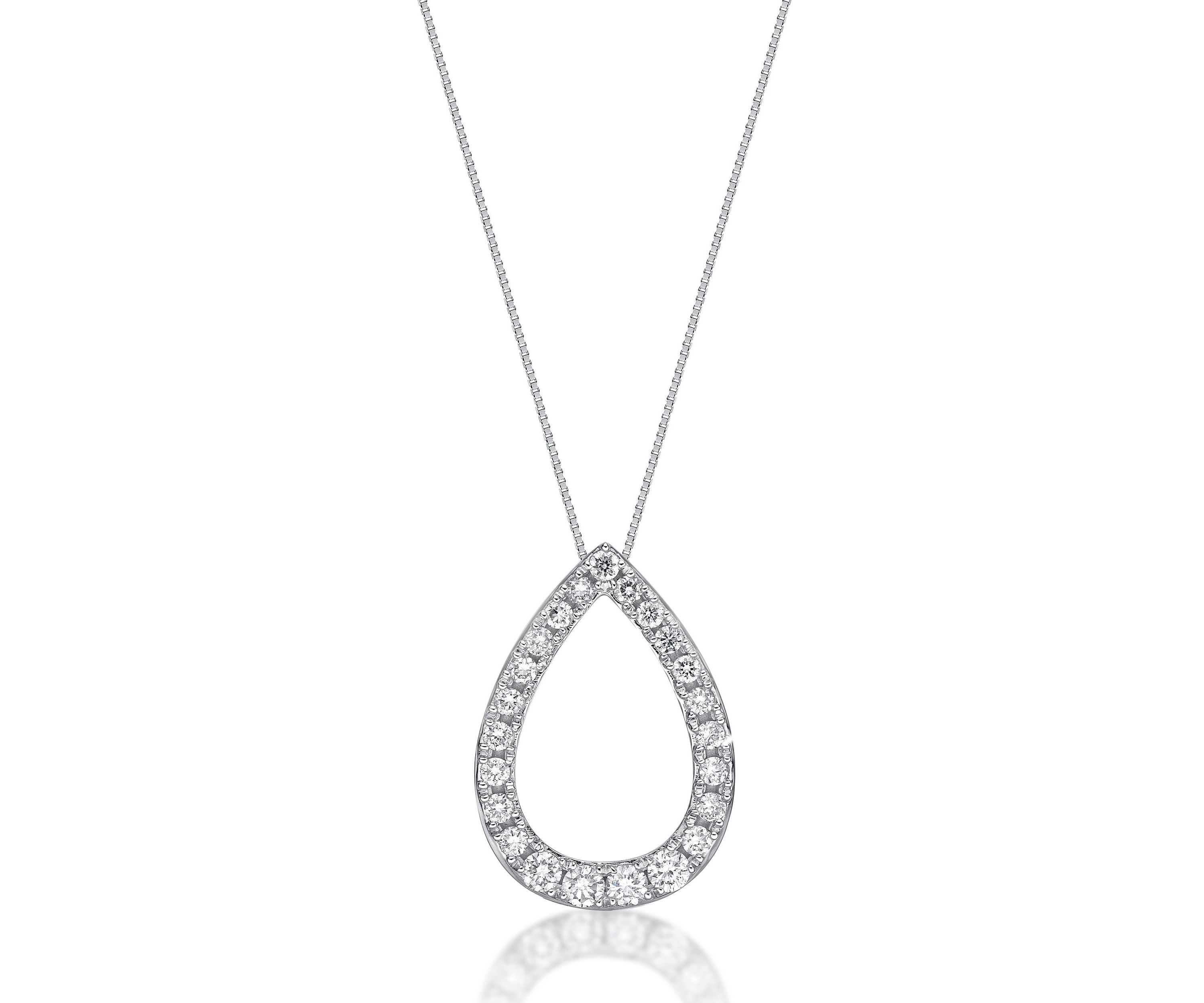 Lab Created 3/4 ct. TDW Lab Grown Diamond Tear Drop Pendant in 14K White Gold