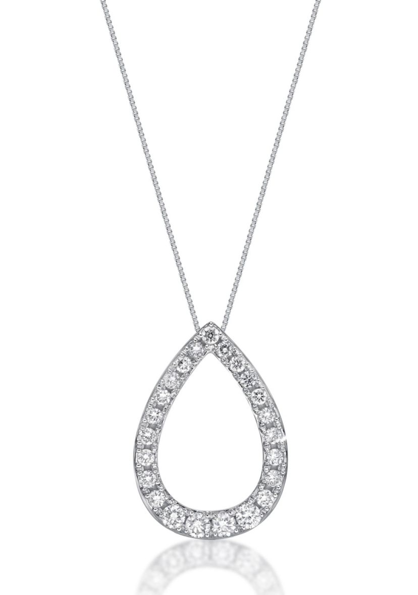 Lab Created 3/4 ct. TDW Lab Grown Diamond Tear Drop Pendant in 14K White Gold