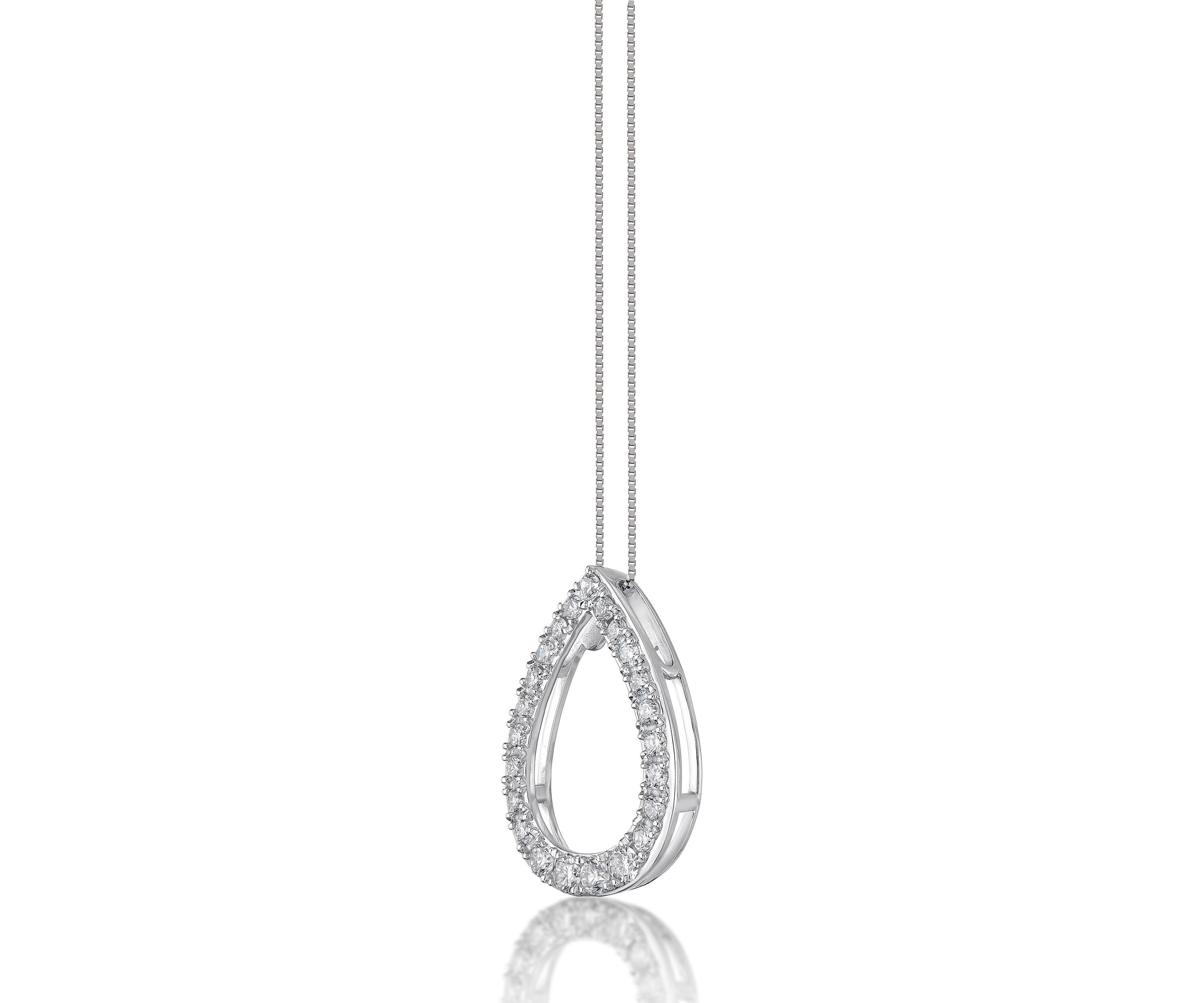 Lab Created 3/4 ct. TDW Lab Grown Diamond Tear Drop Pendant in 14K White Gold