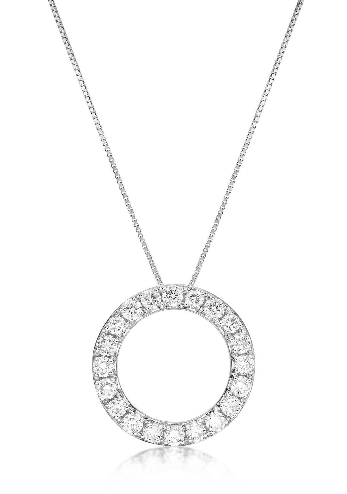 Lab Created 5/8 ct. TDW Lab Grown Diamond Circle Pendant in 14K White Gold