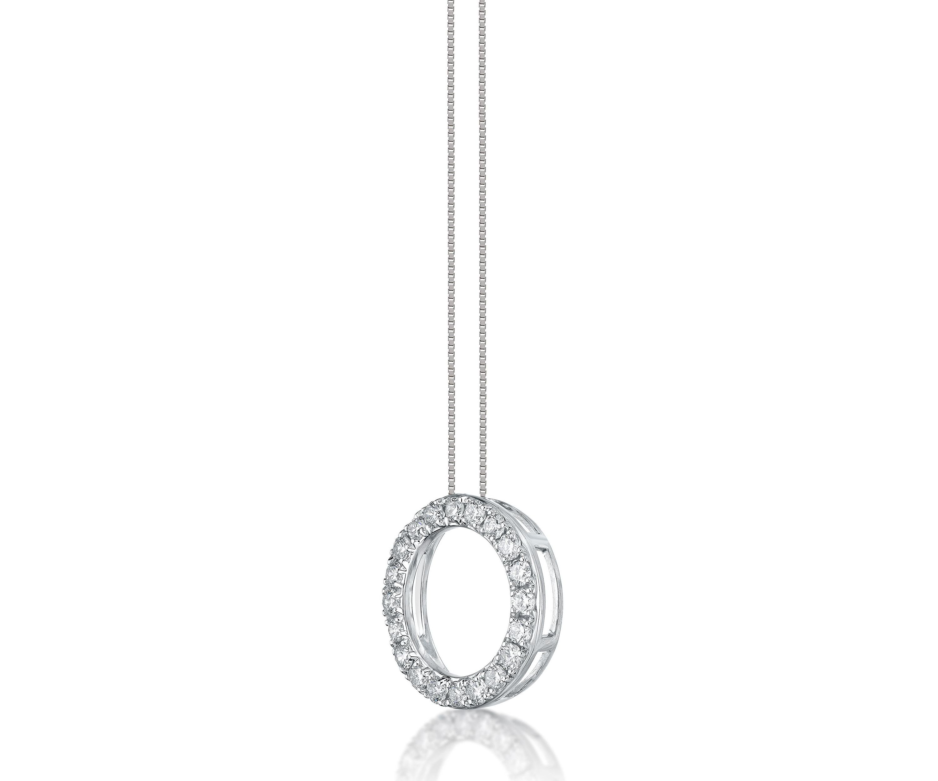 Lab Created 5/8 ct. TDW Lab Grown Diamond Circle Pendant in 14K White Gold