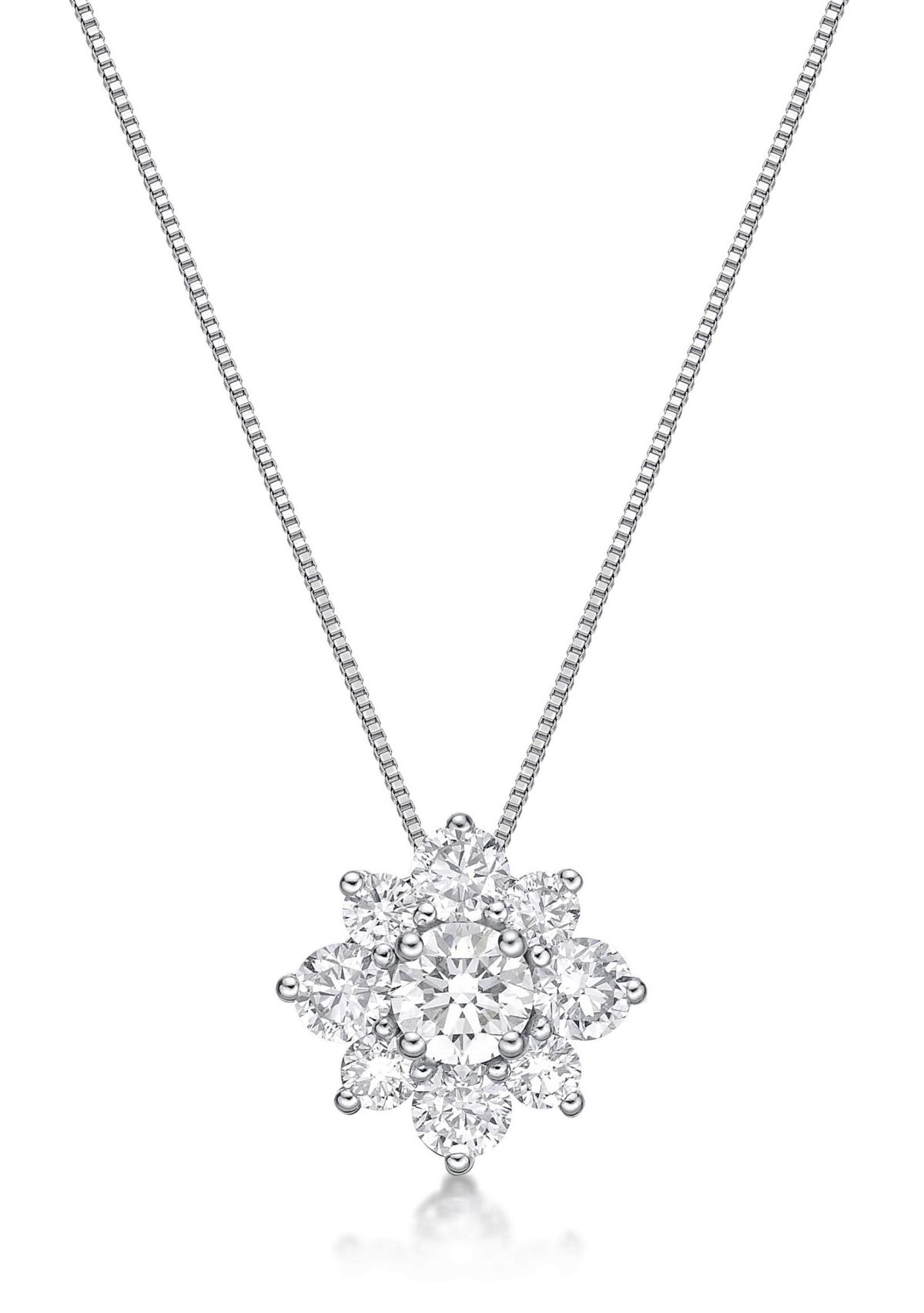 Lab Created 1 ct. TDW Lab Grown Diamond Flower Pendant in 14K White Gold