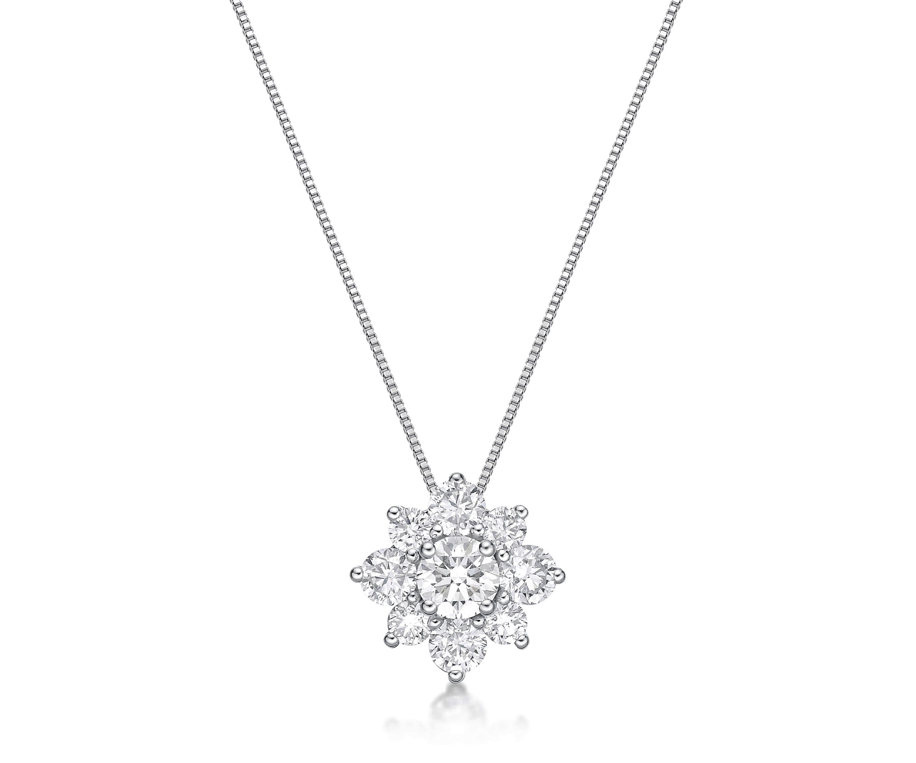 Lab Created 1 ct. TDW Lab Grown Diamond Flower Pendant in 14K White Gold