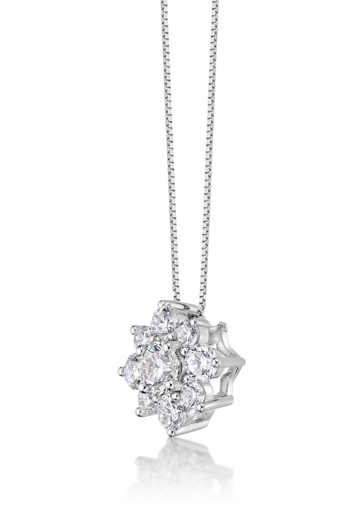 Lab Created 1 ct. TDW Lab Grown Diamond Flower Pendant in 14K White Gold