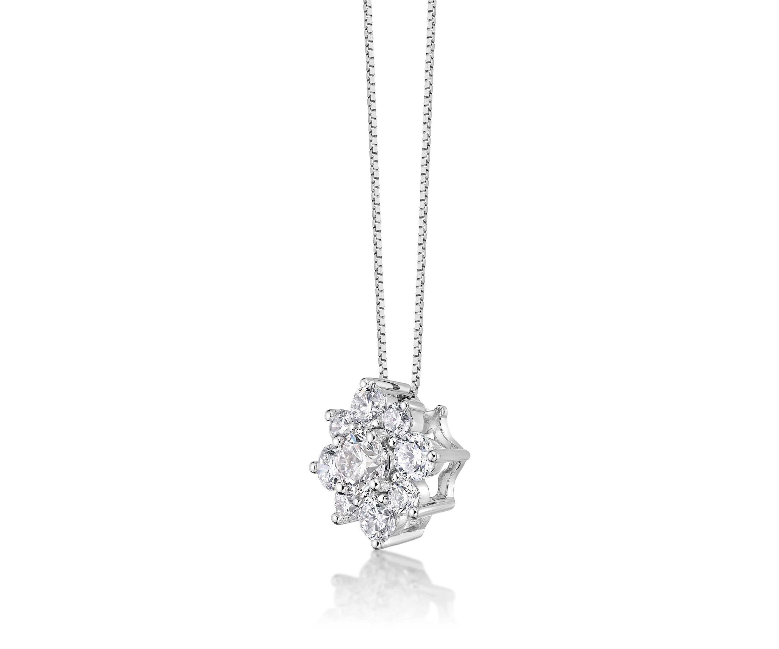 Lab Created 1 ct. TDW Lab Grown Diamond Flower Pendant in 14K White Gold