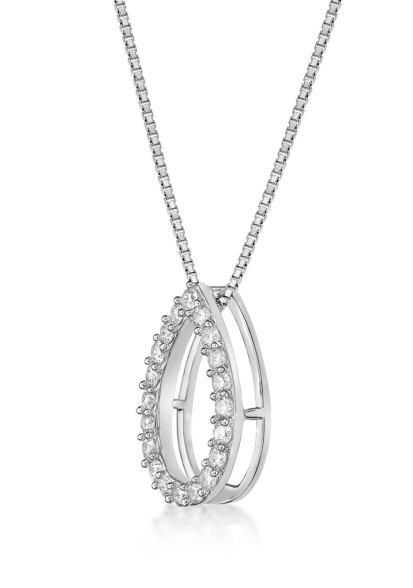 Lab Created 5/8 ct. TDW Lab Grown Diamond Tear Drop Pendant in 10K White Gold
