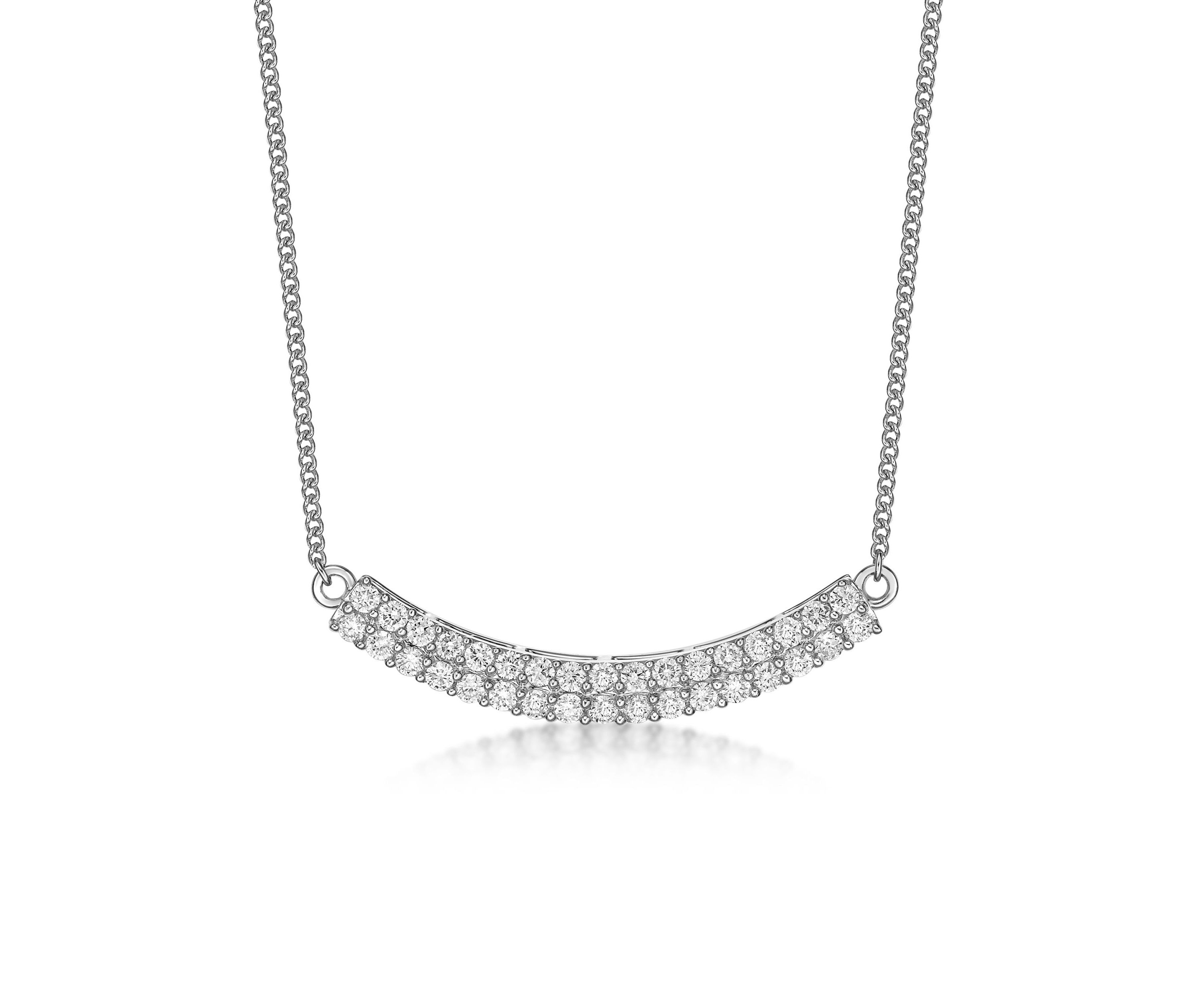 Lab Created 1/2 ct. TDW Lab Grown Diamond Curved Bar Necklace in 10K White Gold