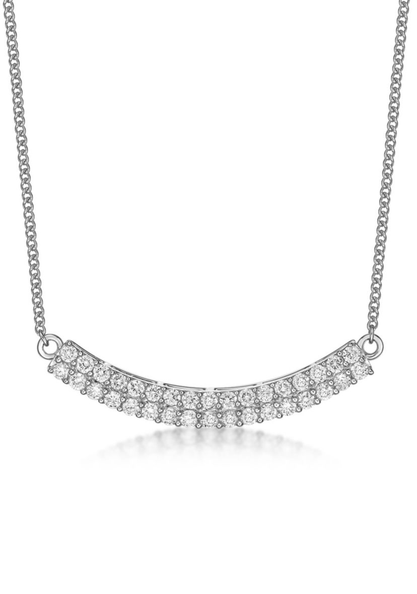 Lab Created 1/2 ct. TDW Lab Grown Diamond Curved Bar Necklace in 10K White Gold