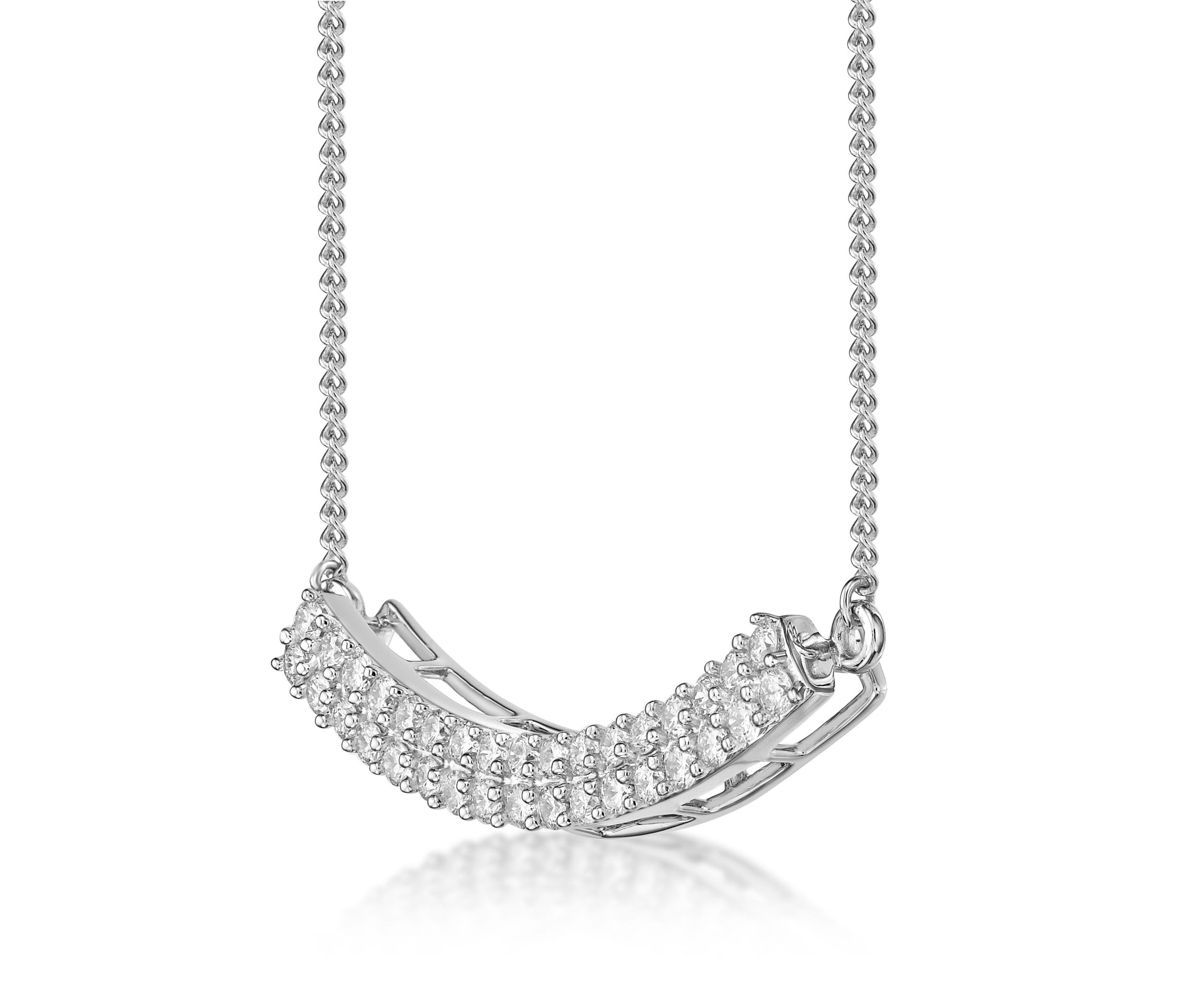 Lab Created 1/2 ct. TDW Lab Grown Diamond Curved Bar Necklace in 10K White Gold