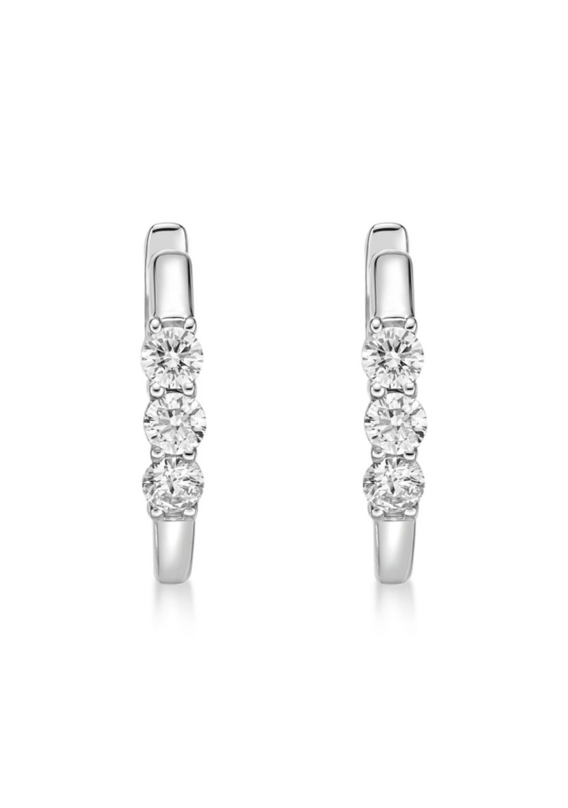 Lab Created 1/2 ct. TDW Lab Grown Diamond Hoop Earrings in 10K White Gold