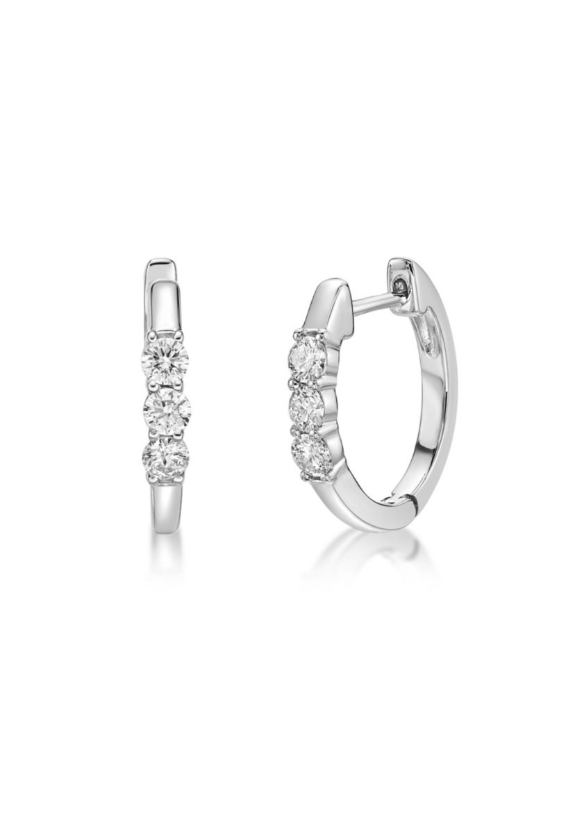 Lab Created 1/2 ct. TDW Lab Grown Diamond Hoop Earrings in 10K White Gold