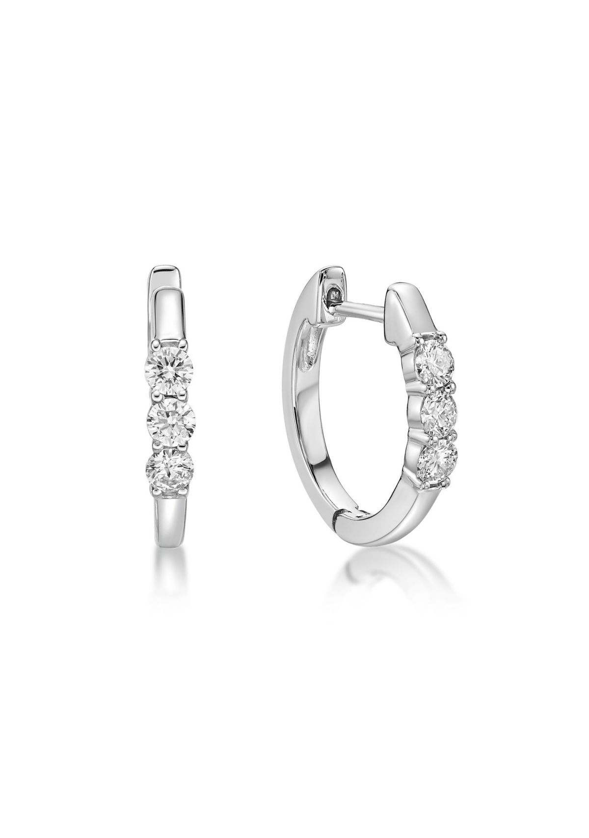 Lab Created 1/2 ct. TDW Lab Grown Diamond Hoop Earrings in 10K White Gold