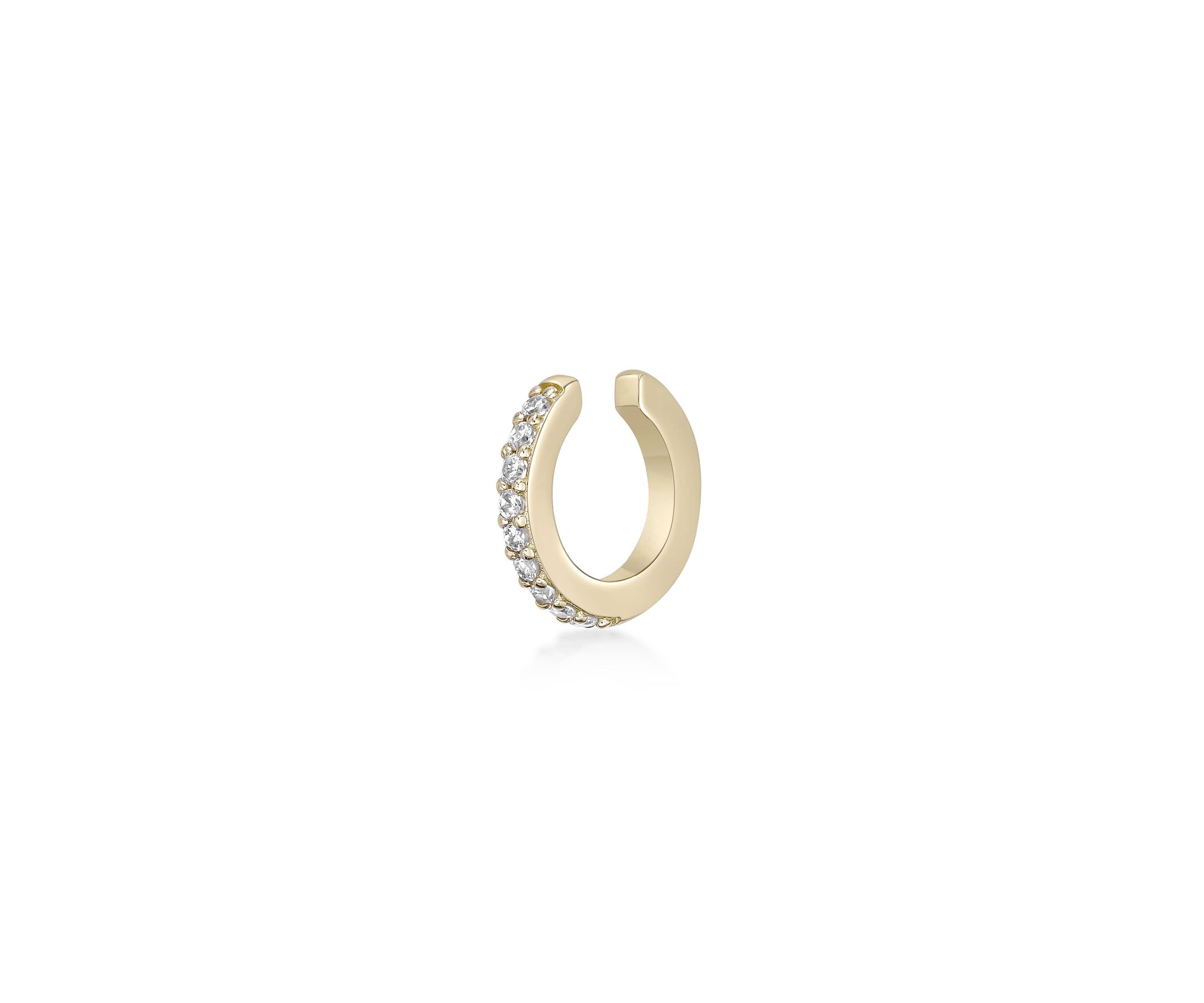 Lab Created Gemminded Lab-Grown Diamond Accent Ear Cuff in 18k Gold Over Silver