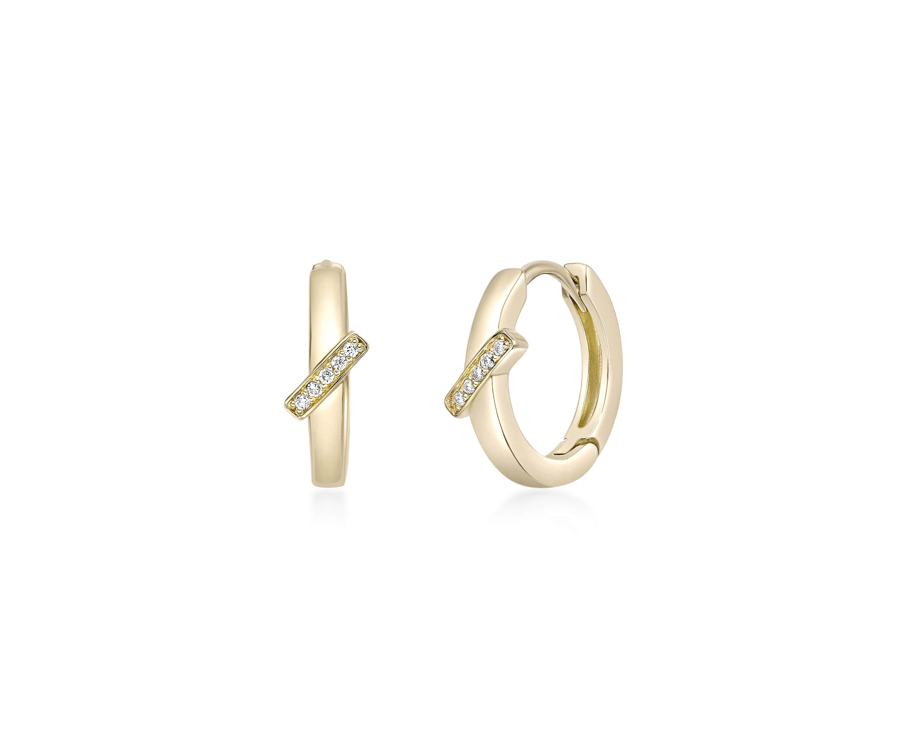 Lab Created Gemminded Lab-Grown Diamond Accent Hoop Earrings in 18k Gold Over Silver