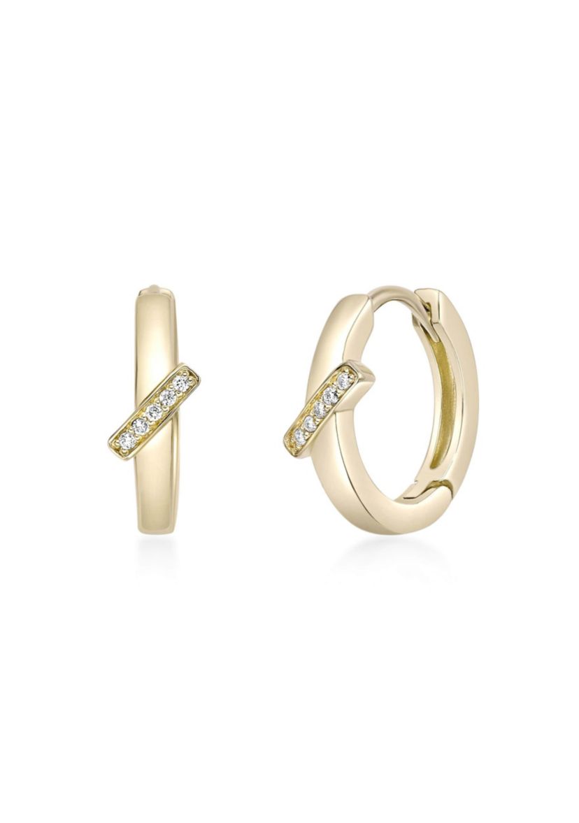 Lab Created Gemminded Lab-Grown Diamond Accent Hoop Earrings in 18k Gold Over Silver