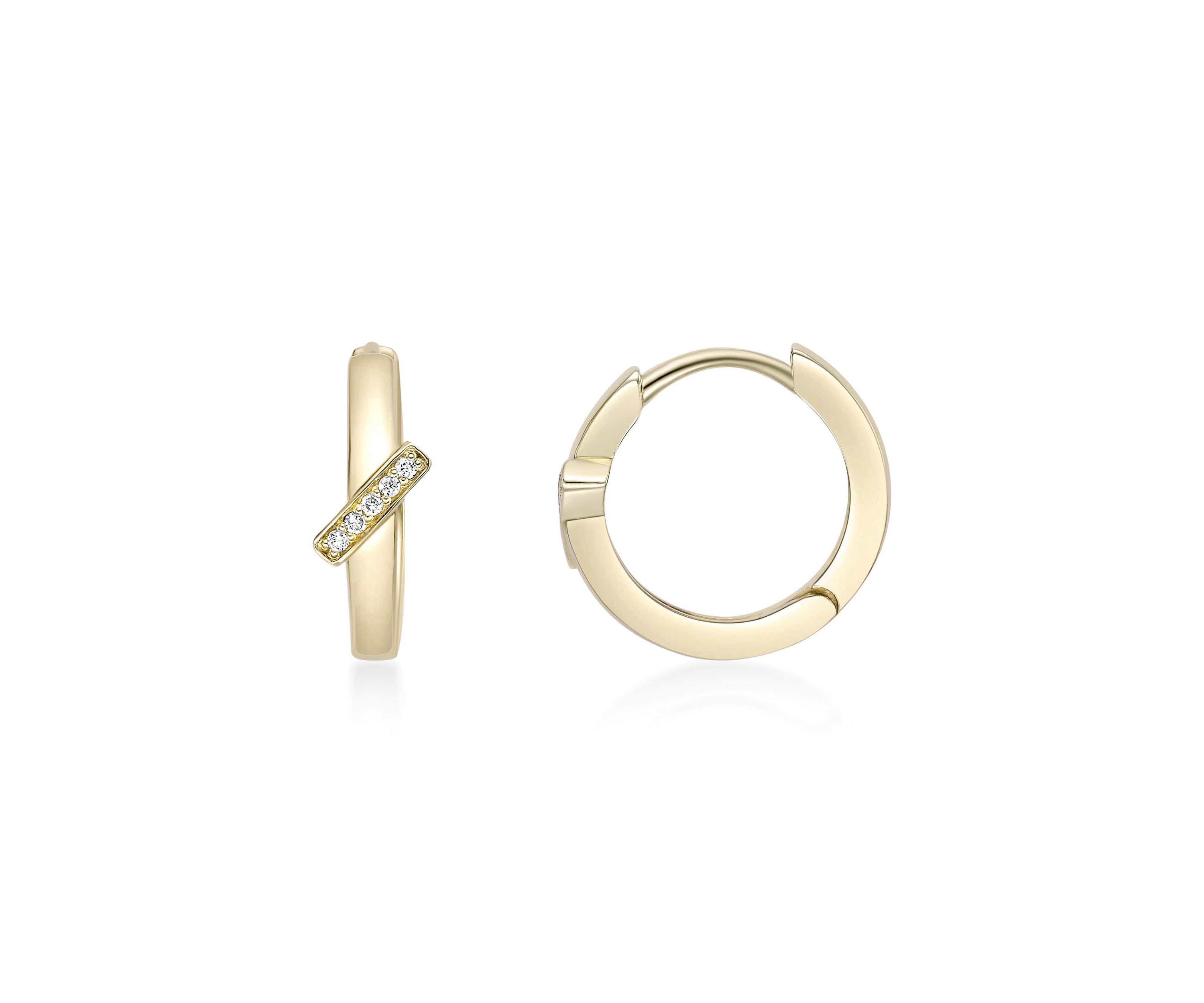 Lab Created Gemminded Lab-Grown Diamond Accent Hoop Earrings in 18k Gold Over Silver