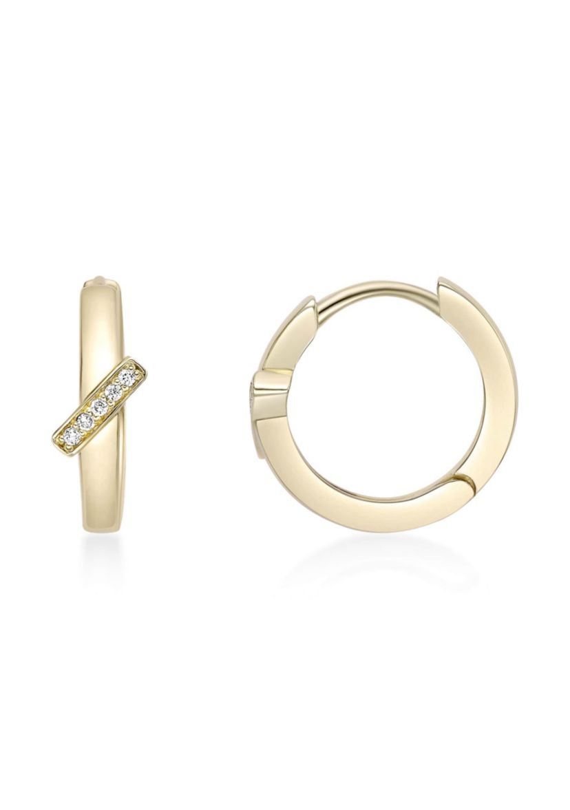 Lab Created Gemminded Lab-Grown Diamond Accent Hoop Earrings in 18k Gold Over Silver