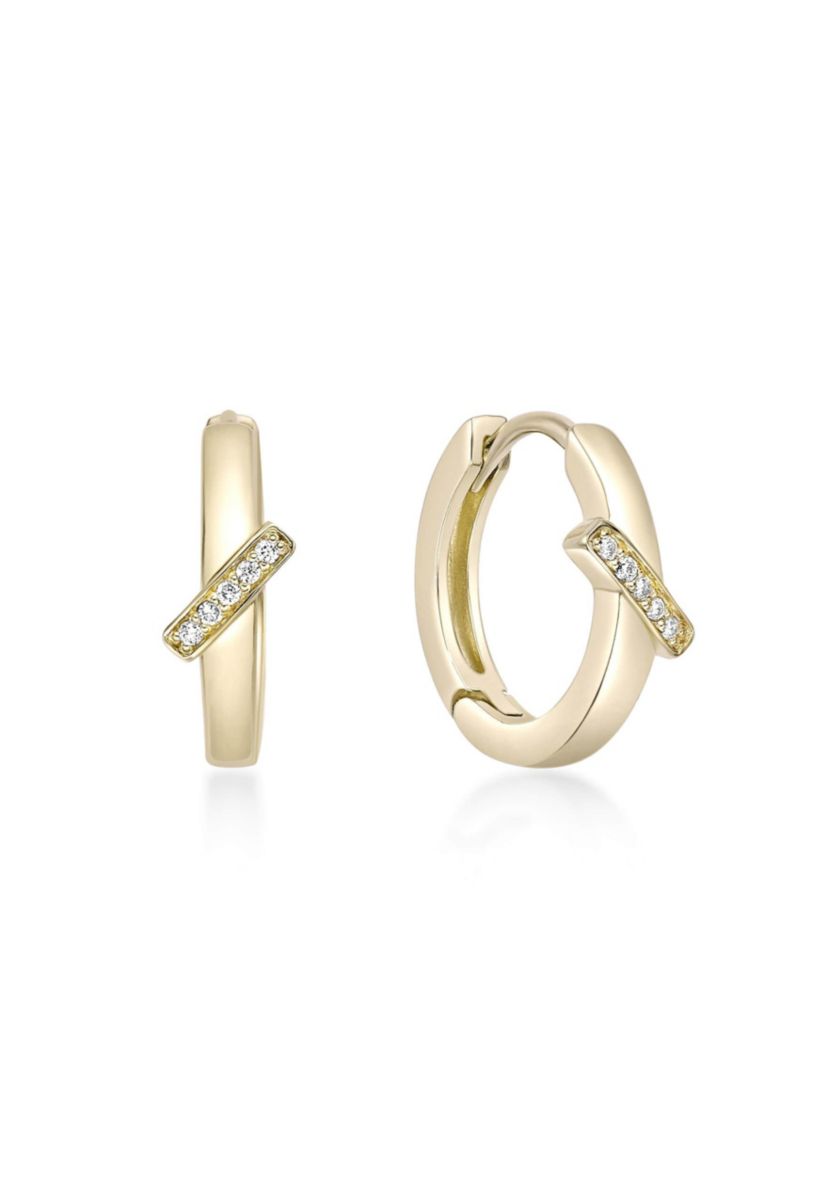 Lab Created Gemminded Lab-Grown Diamond Accent Hoop Earrings in 18k Gold Over Silver