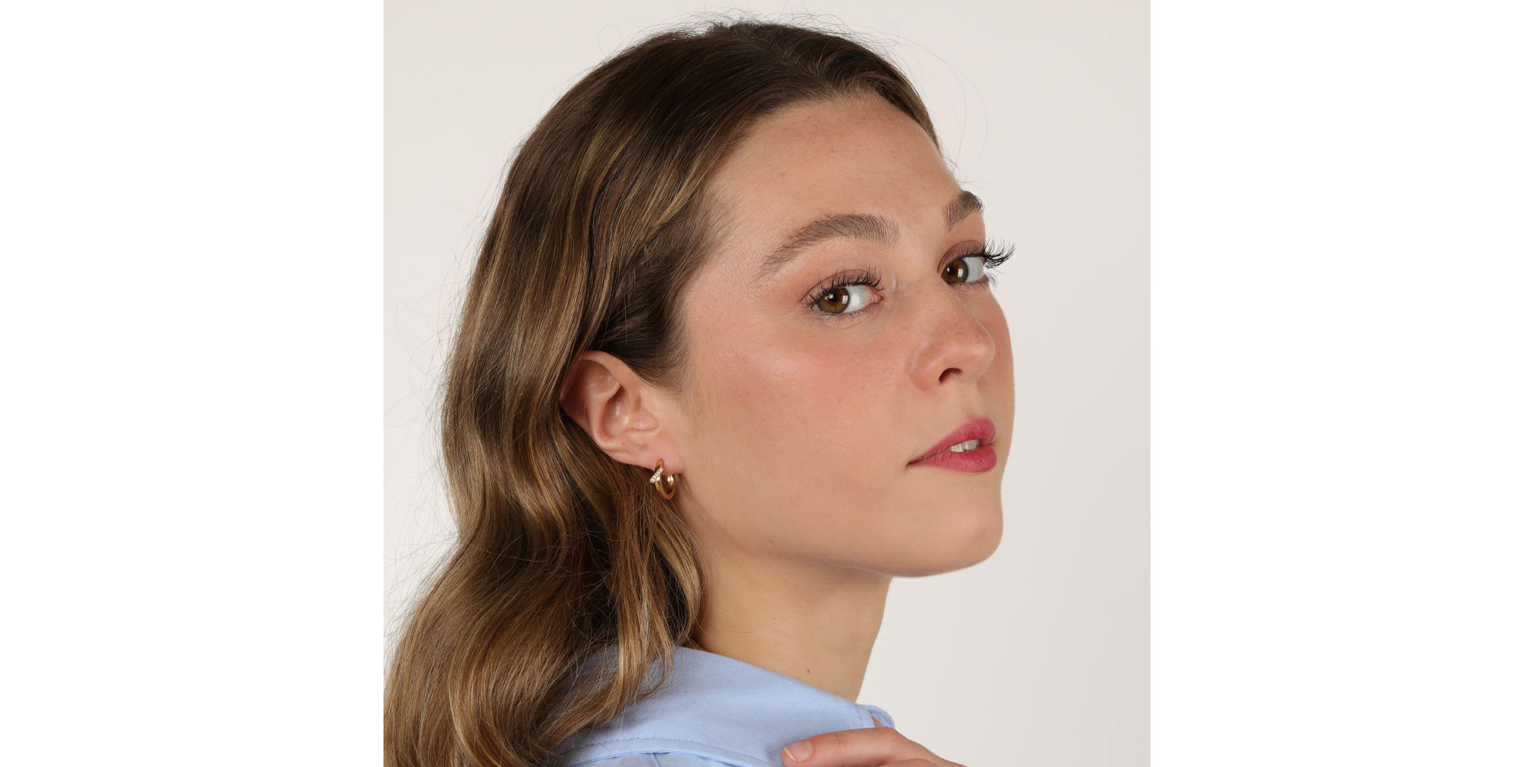 Lab Created Gemminded Lab-Grown Diamond Accent Hoop Earrings in 18k Gold Over Silver
