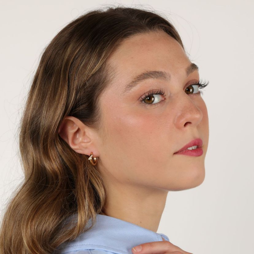 Lab Created Gemminded Lab-Grown Diamond Accent Hoop Earrings in 18k Gold Over Silver