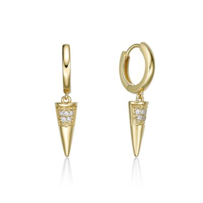 Brilliant Grown Lab Created Women's Diamond Spike Earrings in 18K Gold-Plated Sterling Silver, Yellow