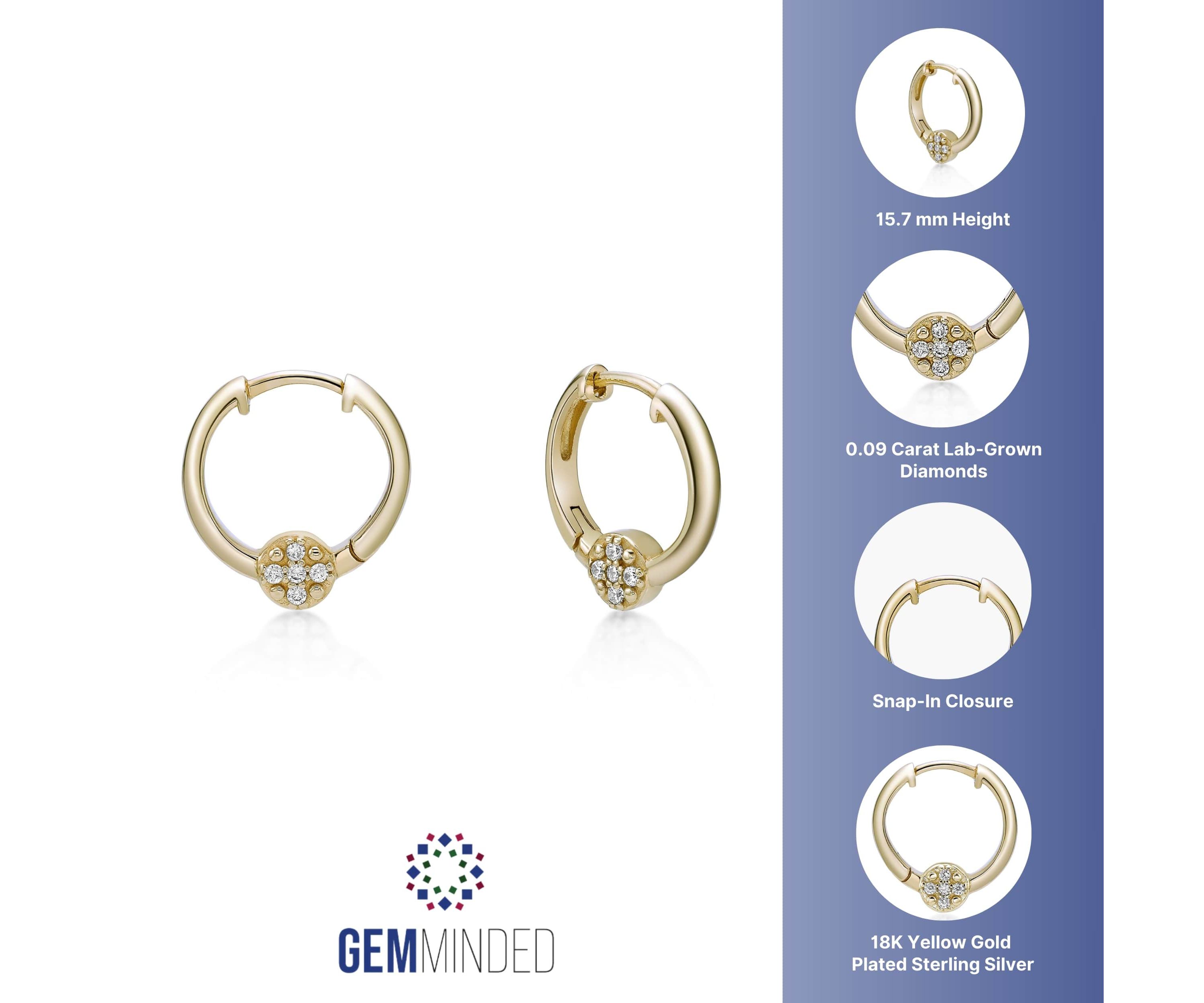 Lab Created Gemminded 1/10 ct. t.w. Lab-Grown Diamond Hoop Earrings in 18k Gold Over Silver