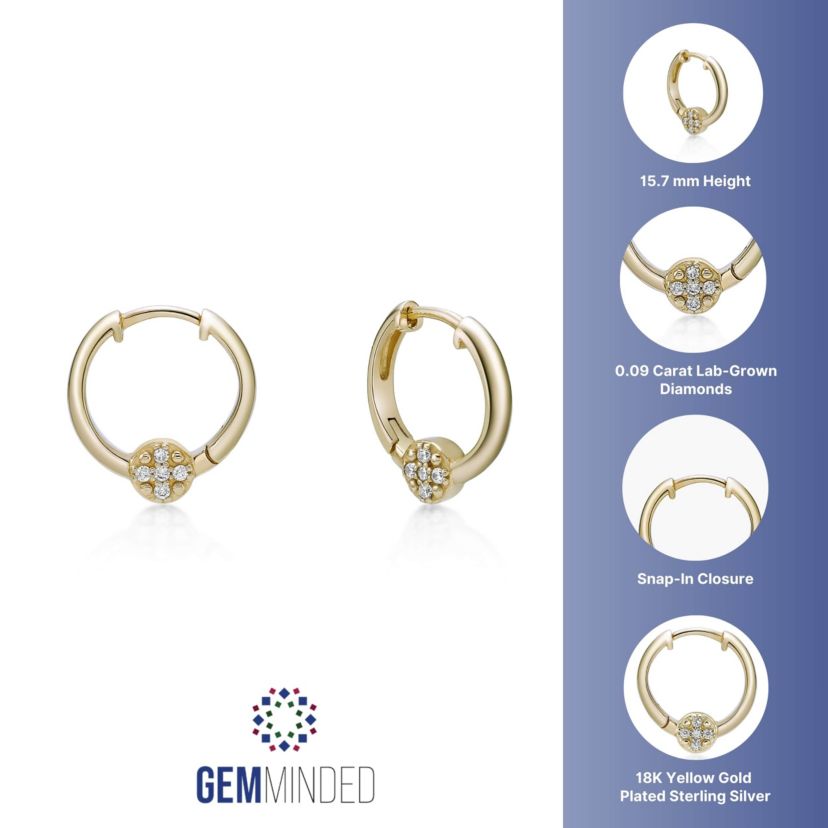 Lab Created Gemminded 1/10 ct. t.w. Lab-Grown Diamond Hoop Earrings in 18k Gold Over Silver