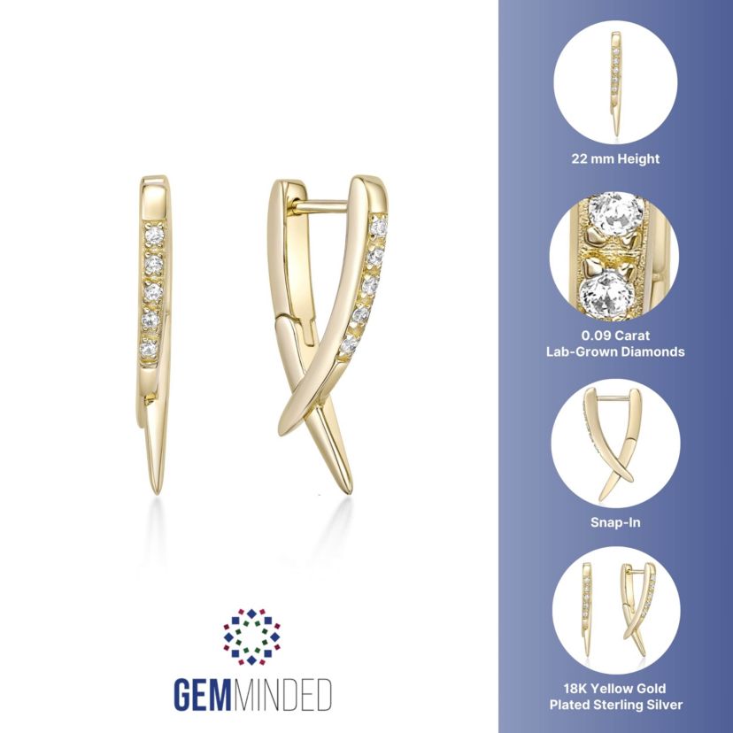 Lab Created Gemminded 1/10 ct. t.w. Lab-Grown Diamond Earrings in 18k Gold Over Silver
