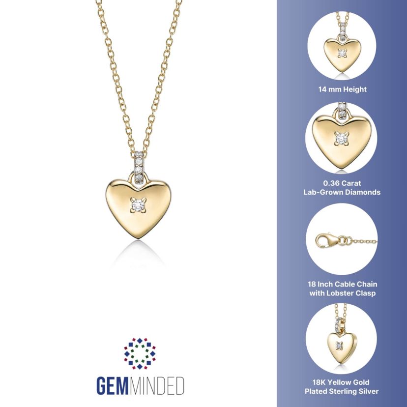 Lab Created Gemminded 1/3 ct. t.w. Lab-Grown Diamond Pendant Necklace in 18k Gold Over Silver