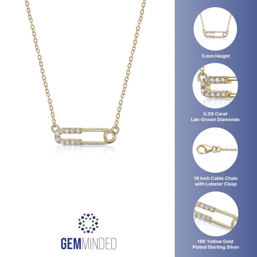 Lab Created Gemminded 1/10 ct. t.w. Lab-Grown Diamond Pendant Necklace in 18k Gold Over Silver