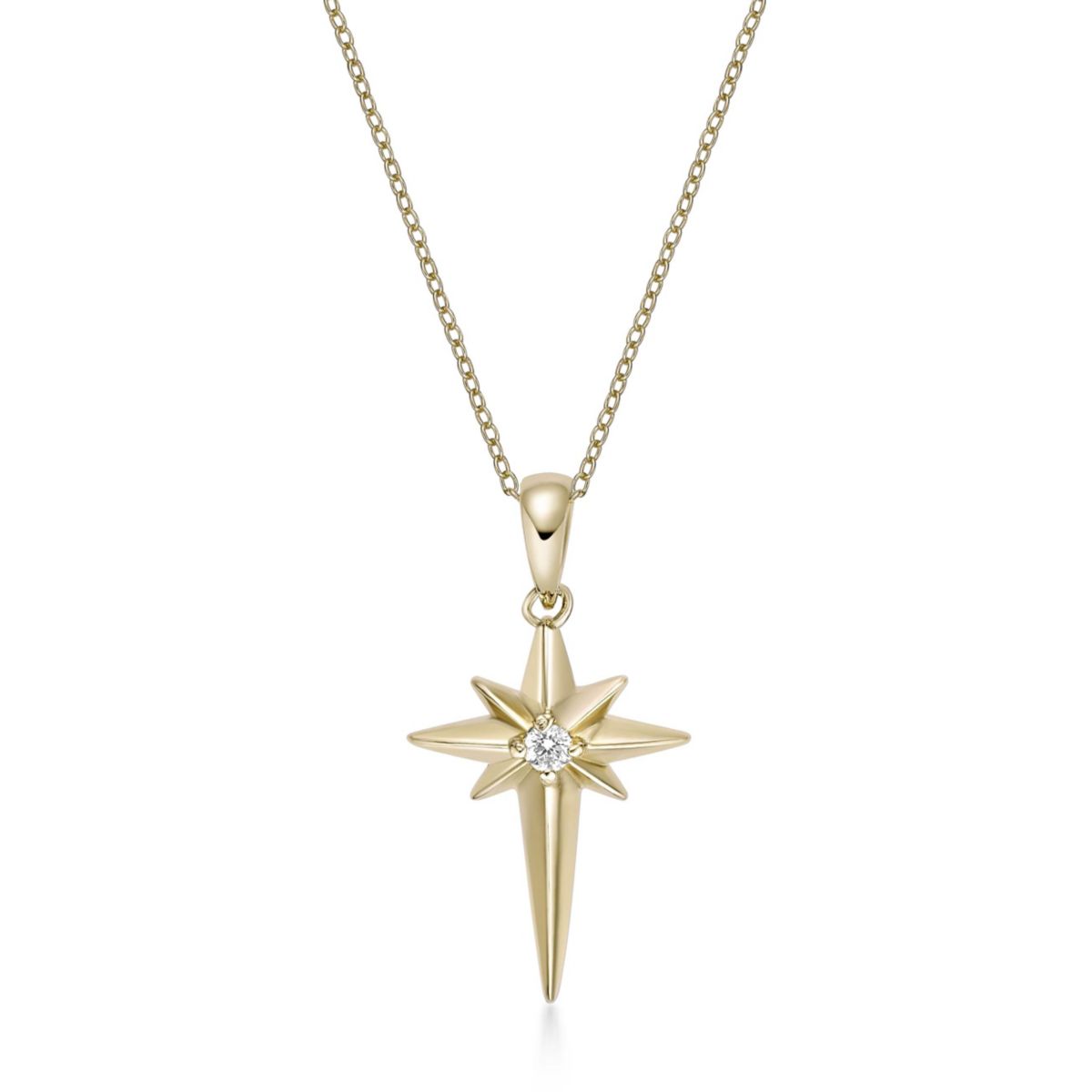 Lab Created Gemminded Lab-Grown Diamond Accent Star Pendant Necklace in 18k Gold Over Silver
