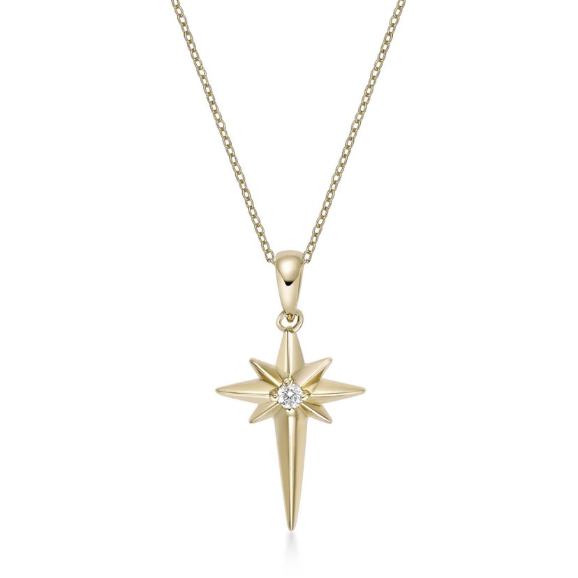 Lab Created Gemminded Lab-Grown Diamond Accent Star Pendant Necklace in 18k Gold Over Silver